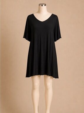 Lane Bryant Black Swing Dress 18/20 Crisscross Back Stretch Plus Size Midi